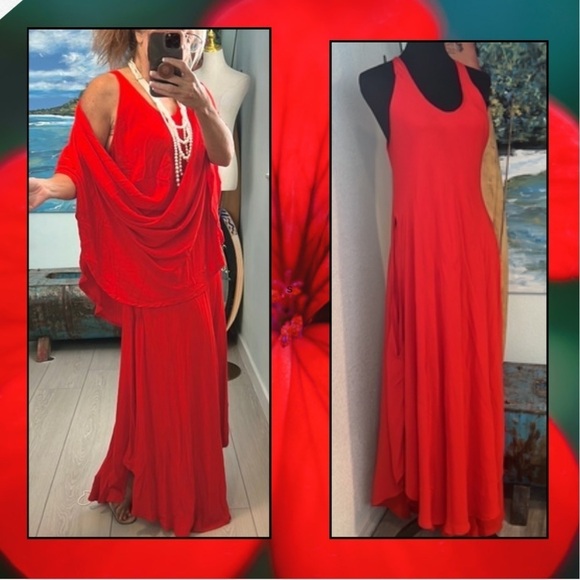 Afghan Blue Sky,Stunning Red,Convertible EUC,Heavier(No Bundles)POCKETS, Size M - Picture 6 of 16